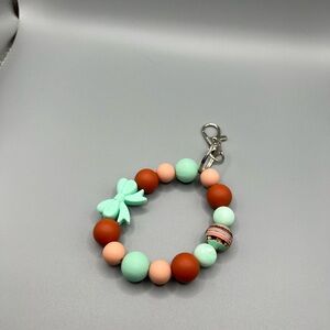 Western Beaded Keychain with Bow - Handmade K0231C